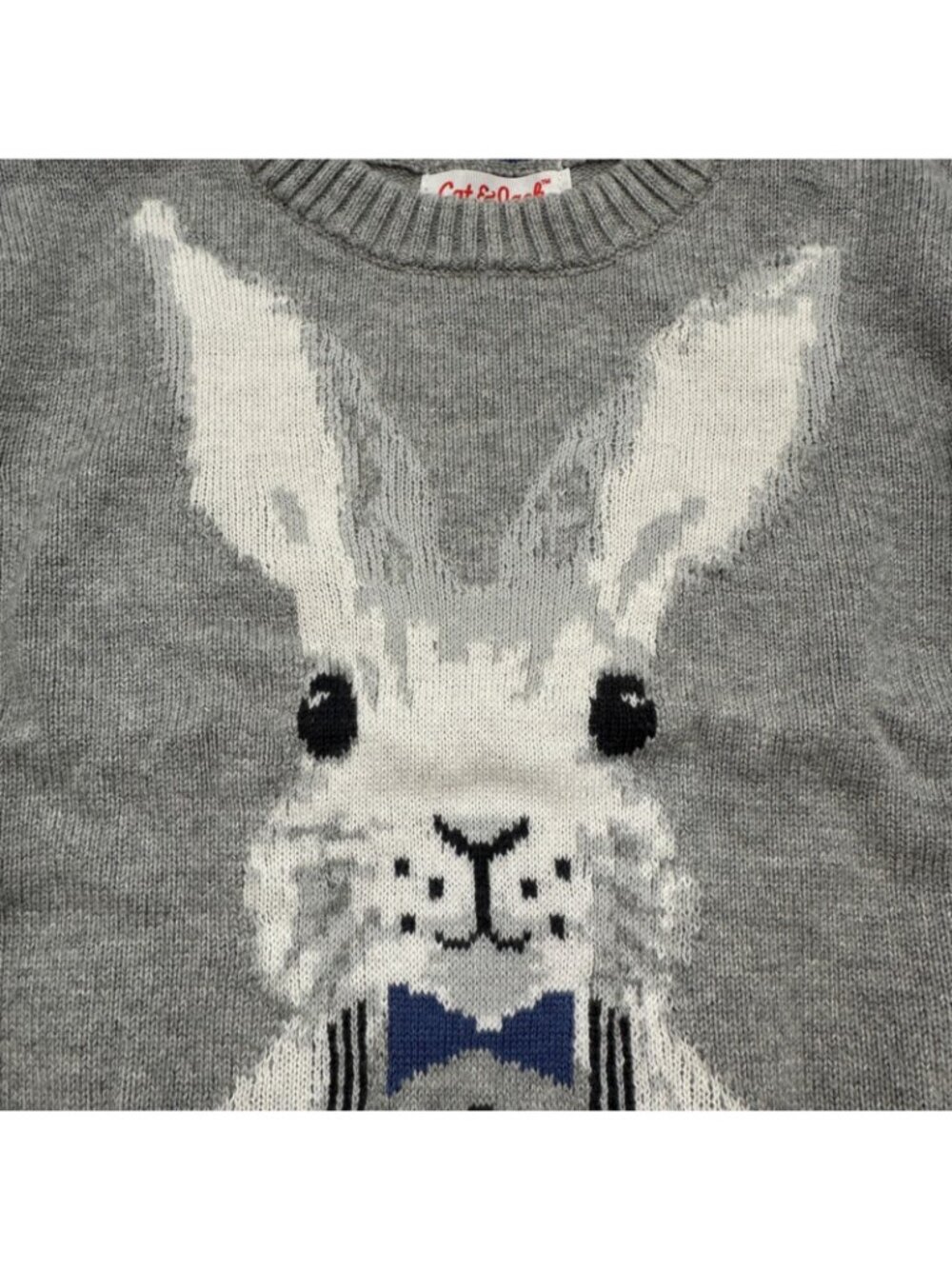 Cat & Jack Sweater Baby 12M Gray Bunny Graphic Crewneck 100% Cotton Pullover NEW - Picture 3 of 8